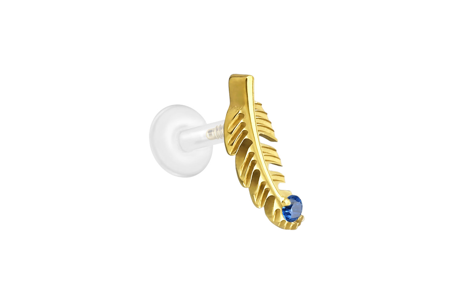 PTFE Labret Piercing mit Innengewinde + Titan-Aufsatz FEDER